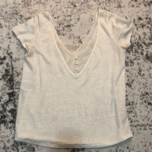 Sezane Size S Ecru Lace Button Back T-shirt